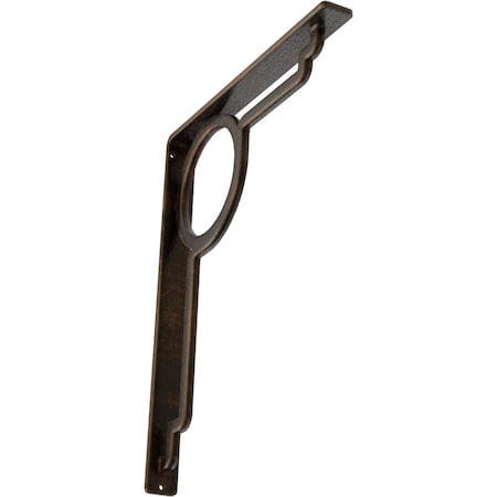 Ekena Millwork Maria Wrought Iron Bracket, (Single center brace), Antiqued Bronze 1 1/2"W x 12"D x 15"H BKTM01X12X15SMAABZ